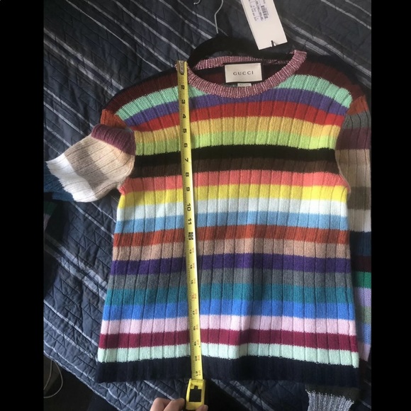 NWT GUCCI RAINBOW STRIPED CASHMERE WOOL SWEATER 🌈 - Picture 11 of 11